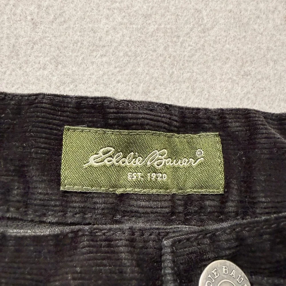 Eddie Bauer Men's Black Corduroy Pants Wide Leg Pockets Zip-Fly Classic Size W28